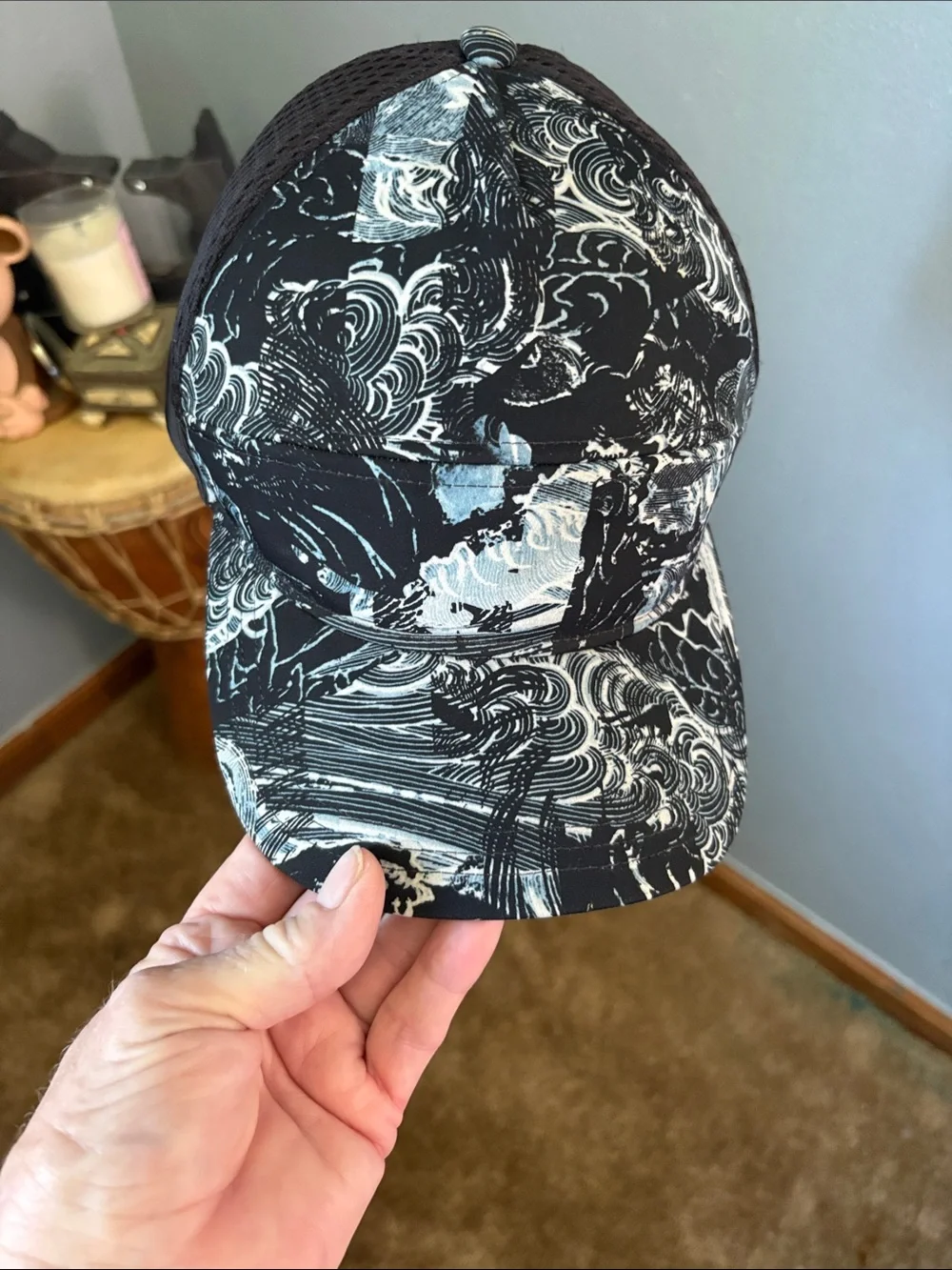 Lululemon Black Wave-Print Mesh Back Trucker Cap